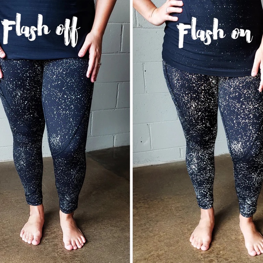 ZYIA REFLECTIVE LNT PATTERN 7/8 Leggings Tights Pants Black - Picture 3 of 9
